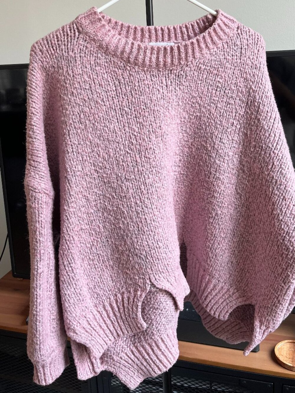 Pink Mauve Chenille Oversized Crewneck Sweater
